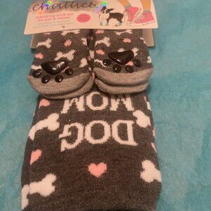 Chatties(matching PET & Owner Socks) Style: DOG MOM. Black Paw Print